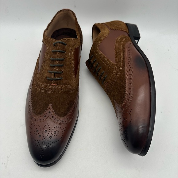 DAPPER SHOES CO. Handcrafted Genuine Leather Men's Wingtip Brogue Oxfords Sz 10 - Picture 5 of 9